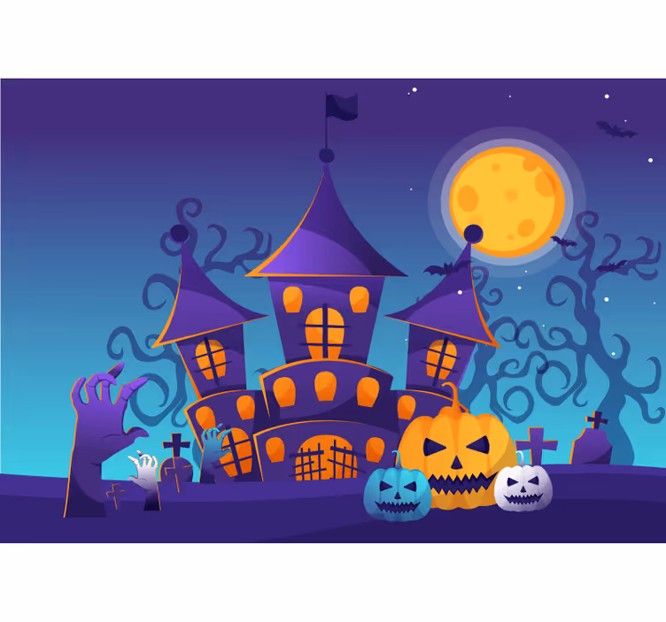 Fototapeter halloween spökslottsscen - Tenstickers