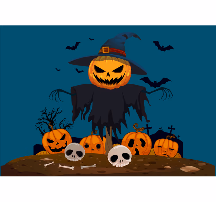 Fototapeter halloween skrämmande pumpa skramla - Tenstickers