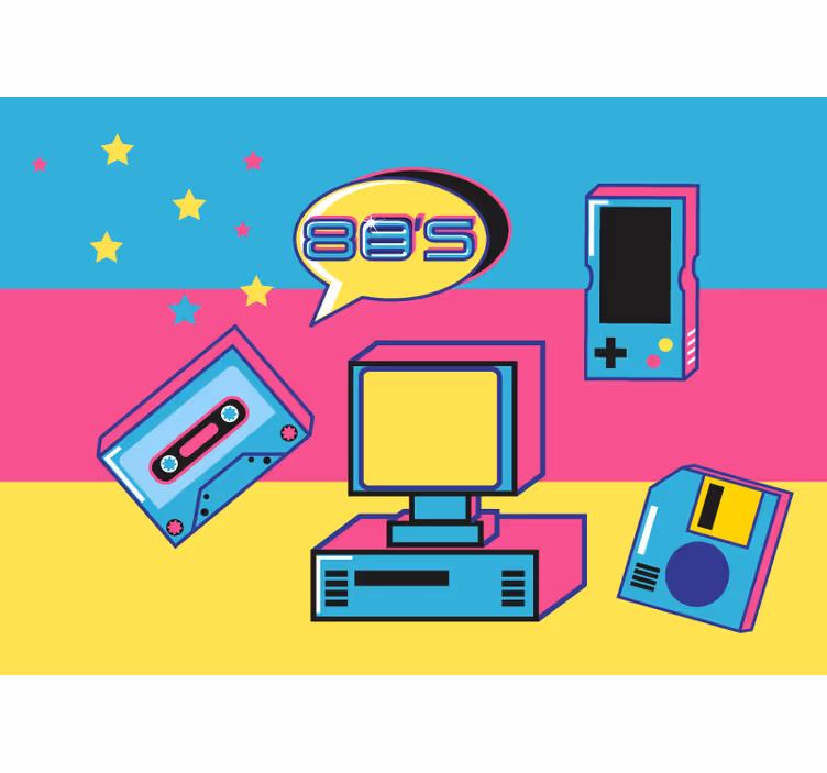 Fototapeter urban konst retro spel element - Tenstickers