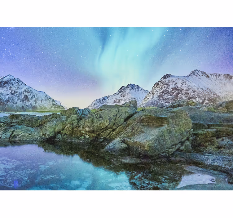 Fototapet norrsken och gädda vardagsrum - Tenstickers