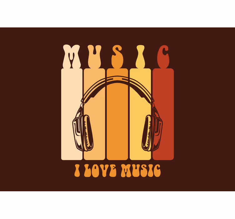 Jag älskar musik retro design tonåriga fototapeter - Tenstickers