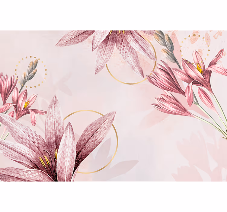 Fototapeter blommor rosa liljor - Tenstickers