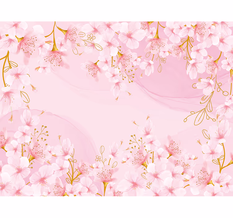Vintage akvarell körsbär blommor fototapeta - Tenstickers