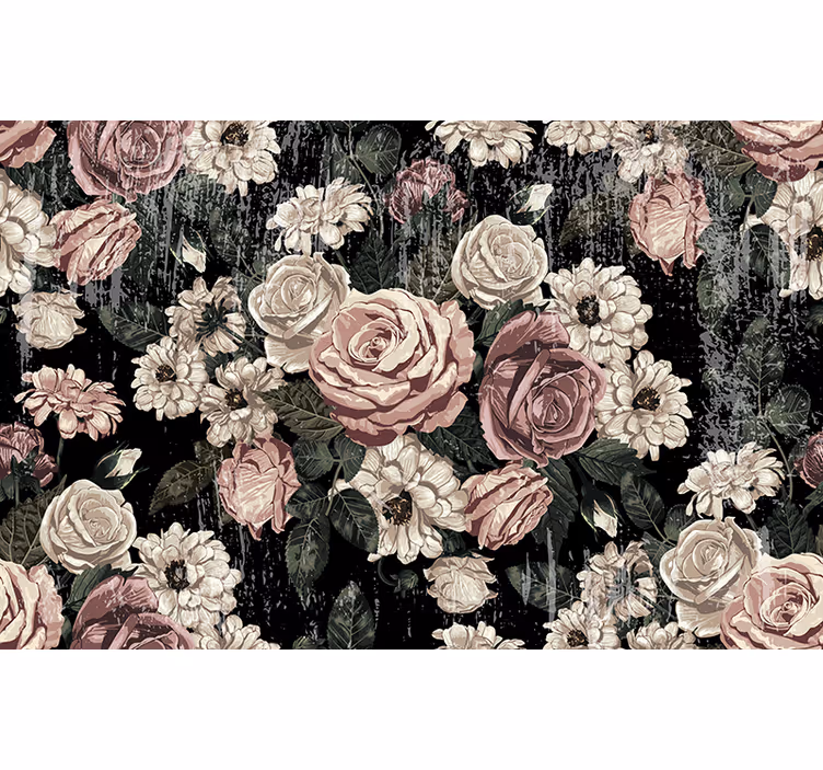 Målningsstil växter med vintage look fototapeta - Tenstickers