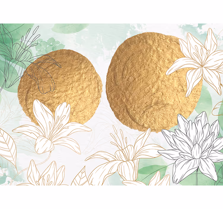 Fototapeter blommor gyldna blommor accent - Tenstickers