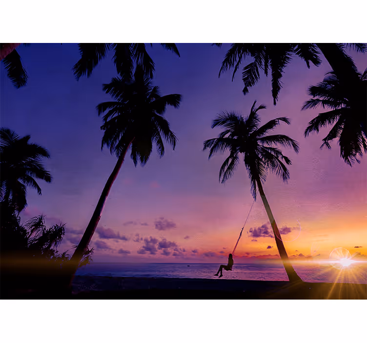 Fototapeter natur solnedgångssvingande palm - Tenstickers