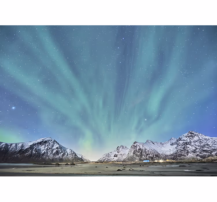 Fototapeter fjäll norrskenupplevelse - Tenstickers