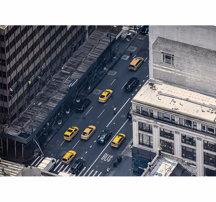 Upptagna gula hytter Fototapeter New York - Tenstickers