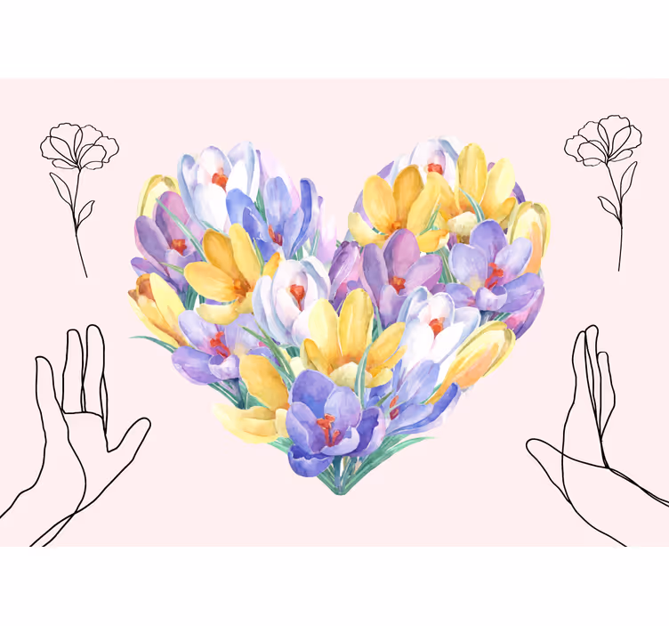 Fototapeter blommor hjärformad bukett - Tenstickers