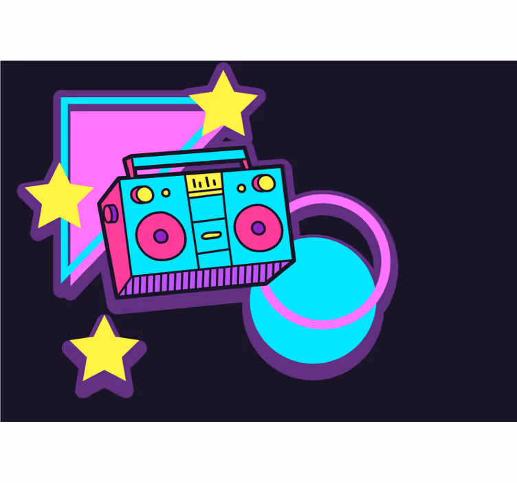 Fototapeter musik retro boombox elementer - Tenstickers
