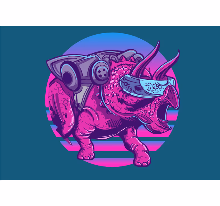 Fototapeter djur futuristisk triceratops - Tenstickers