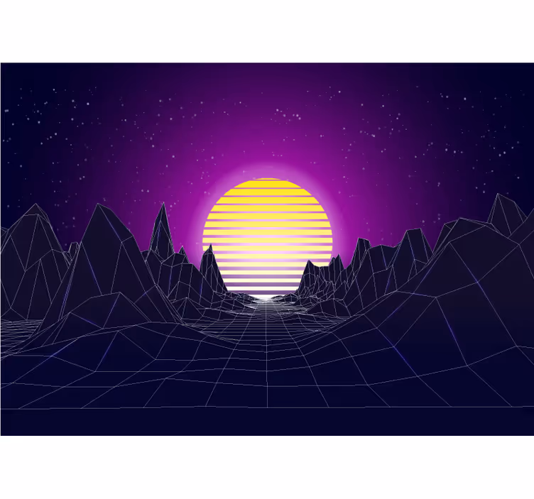 Fototapeter abstrakt geometrisk bergsolnedgång - Tenstickers
