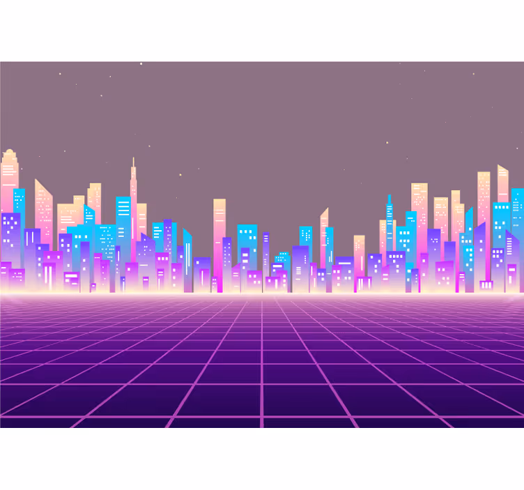 80-tal vaporwave futuristisk vintage fototapeta - Tenstickers