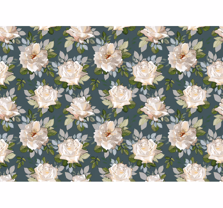 Fototapeter blommor rosblommönster - Tenstickers