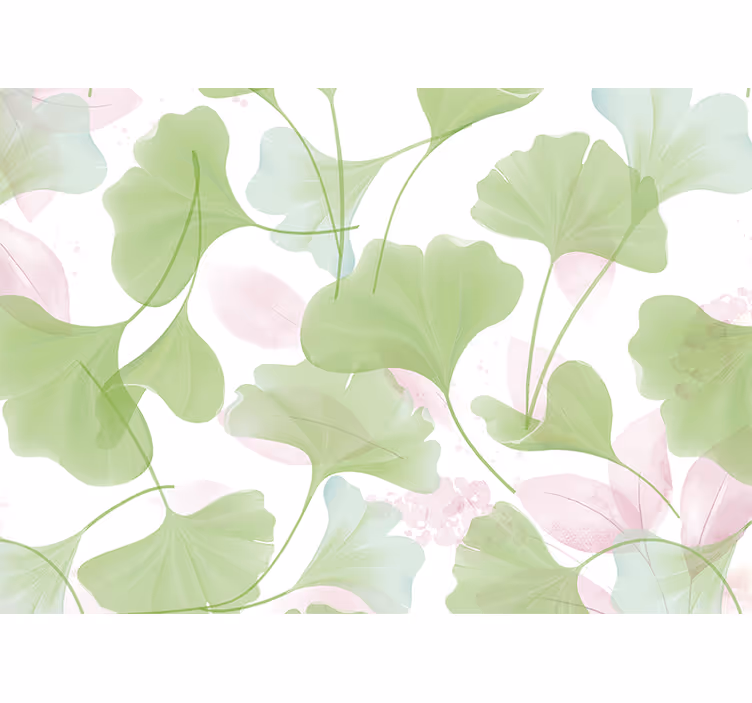 Fototapeter blommor gingko blad mönster - Tenstickers