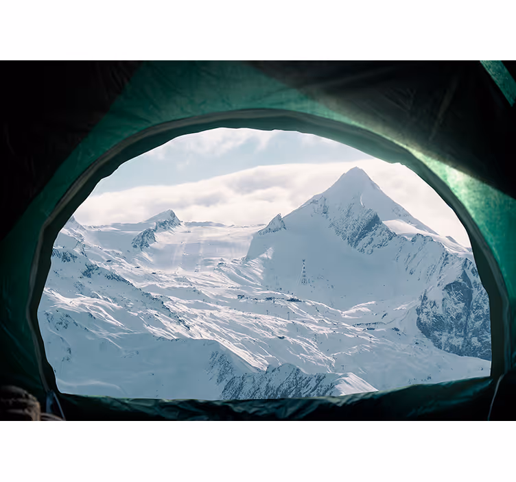 Fönster snö berg karp 3d fototapet - Tenstickers