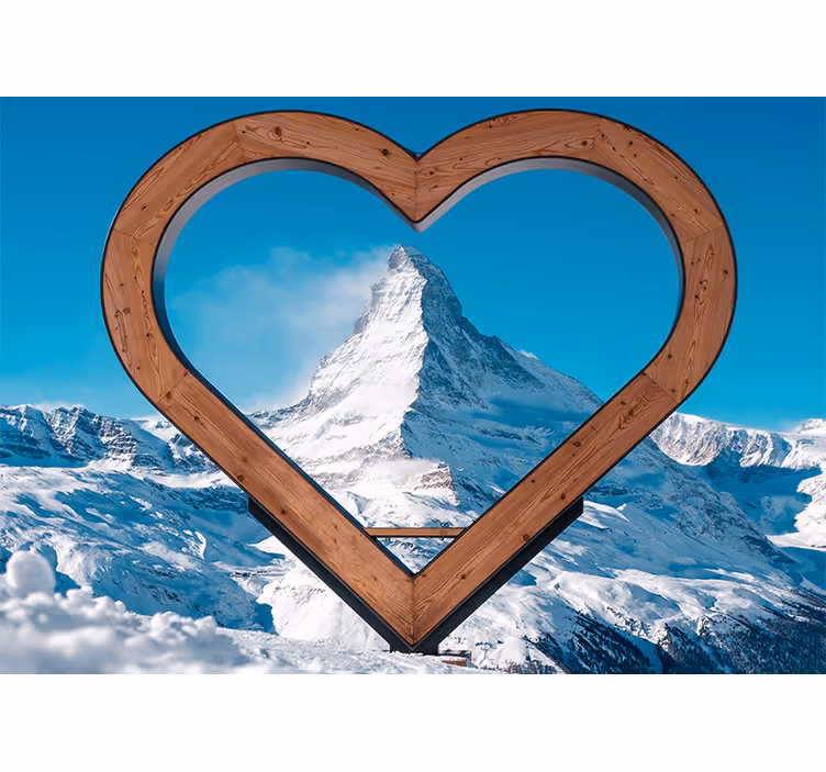 Fototapeter kärlek bergsutsikt i hjärtform - Tenstickers