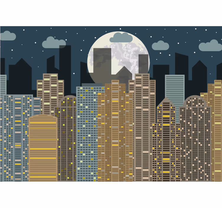 Fototapeter städer och länder urban horisont natt - Tenstickers