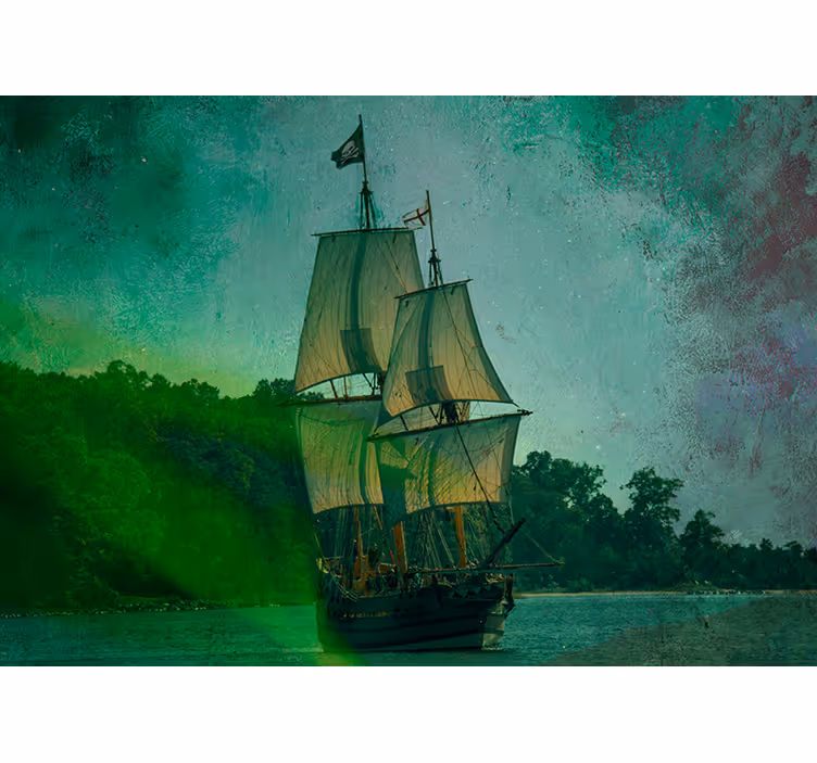 Pirater skepp fantasi fototapet - Tenstickers