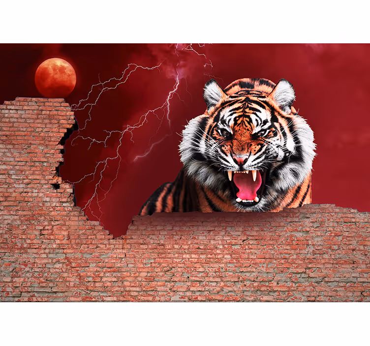 Fototapeter djur vild tiger rop - Tenstickers