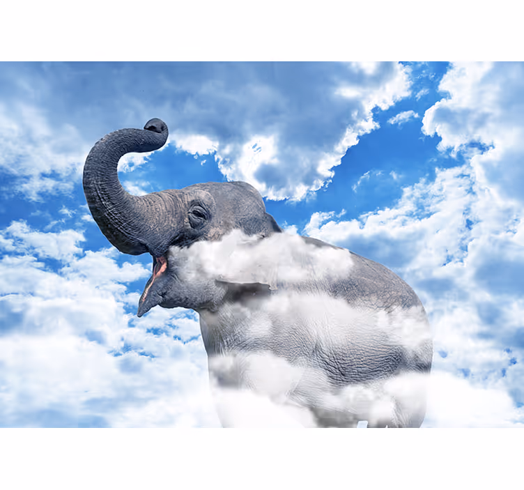 Elefant i molnen fototapet - Tenstickers