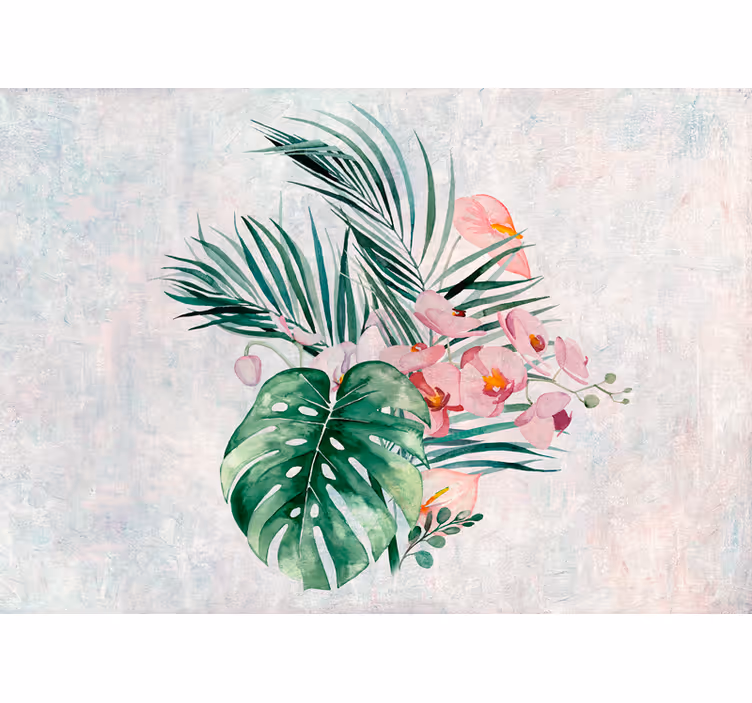 Fototapeter blommor tropisk blomsterarrangemang - Tenstickers