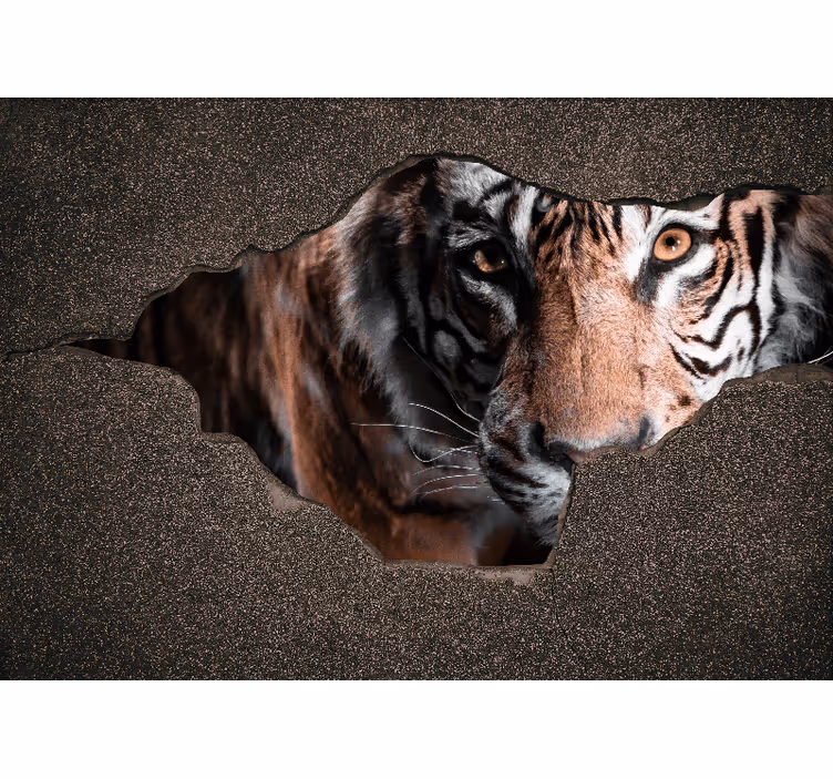 3d-tiger i väggtapet - Tenstickers