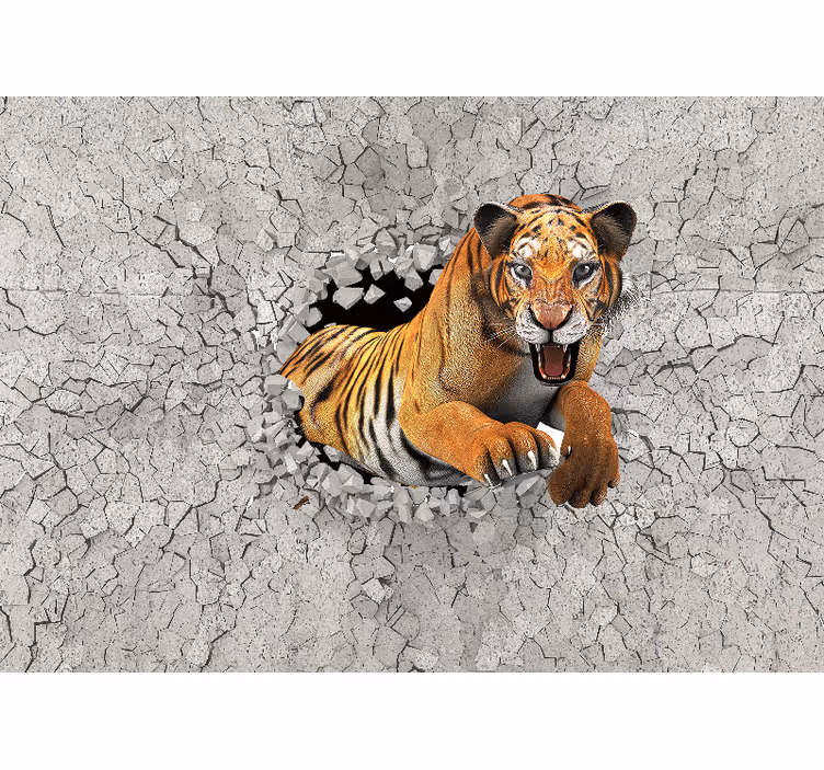 Fototapeter djur tiger som bryter igenom - Tenstickers