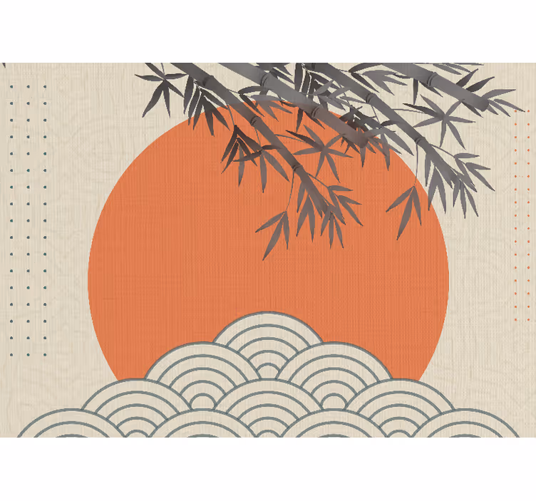 "japandi stil" lämnar former fototapeta - Tenstickers