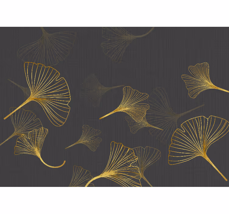 Gyllene ginko blad guld vintage fototapeta - Tenstickers