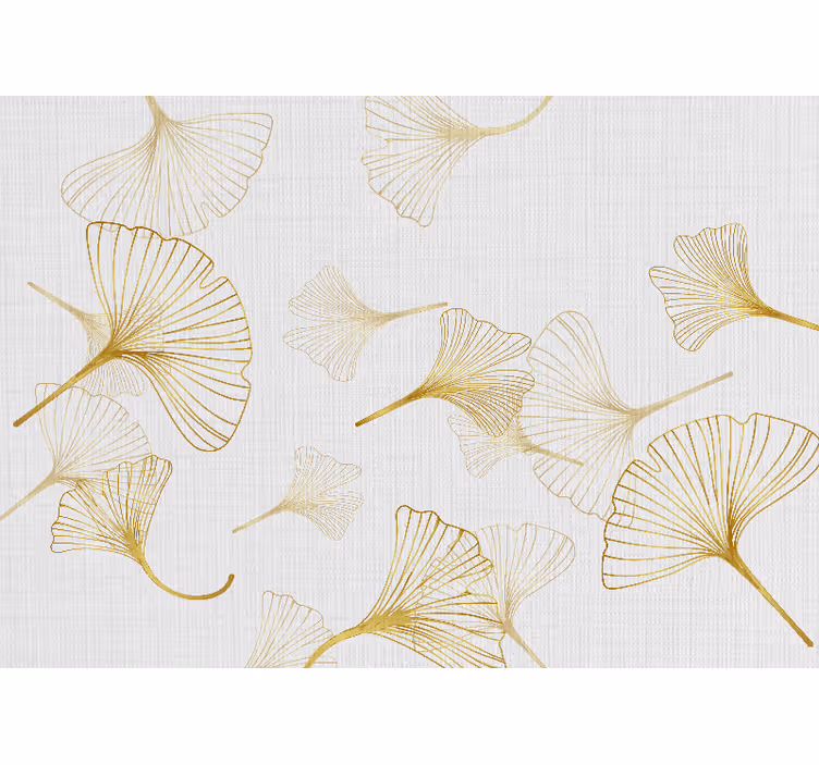 Gyllene ginko blad vintage tapeter - Tenstickers