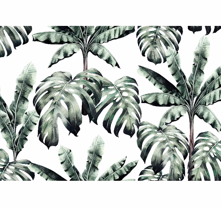Fototapet djungel frodiga tropiska blad - Tenstickers
