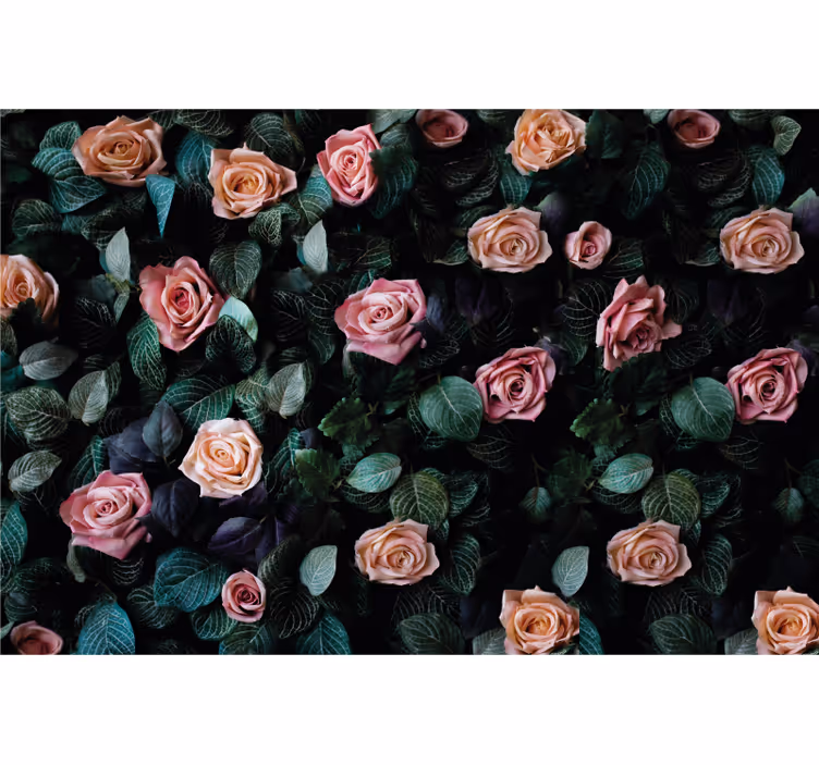 Fototapeter blommor rosor och lövverk - Tenstickers