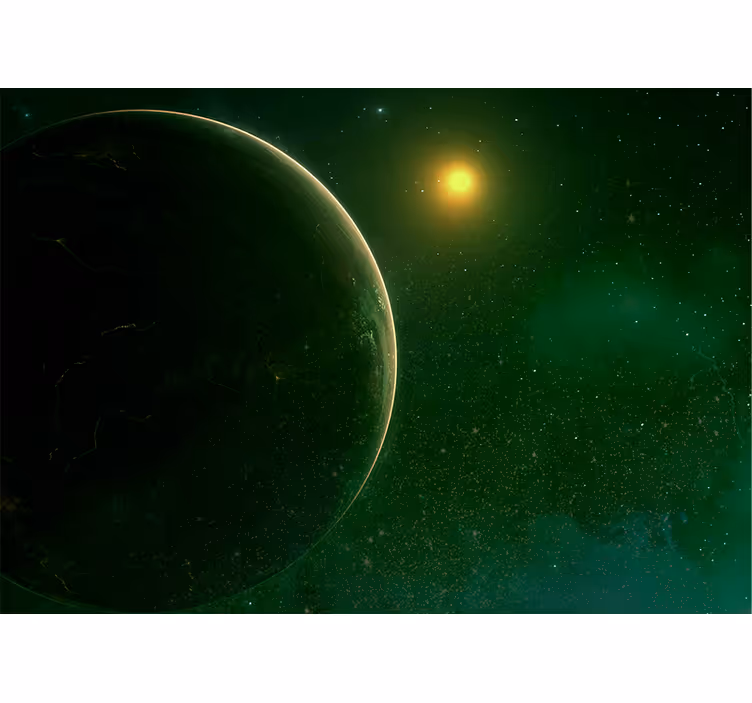 Grön planet satellit utrymme fototapet - Tenstickers