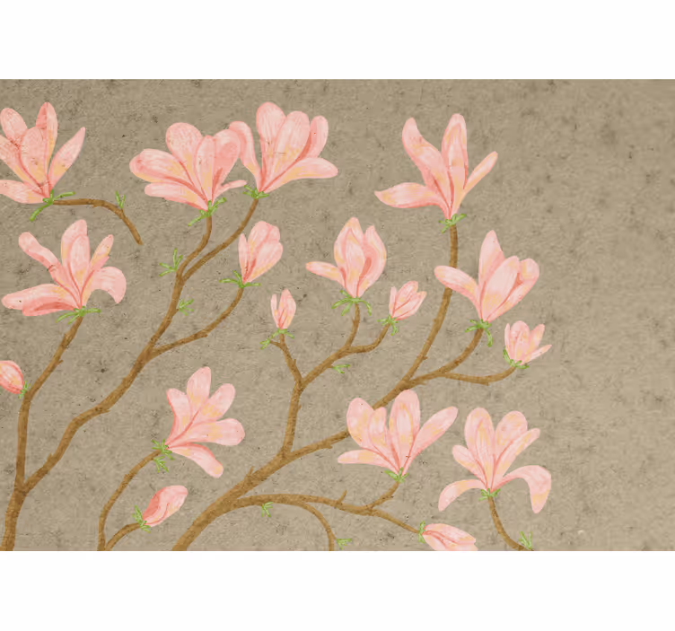 Fototapeter blommor rosa magnoliablommor - Tenstickers