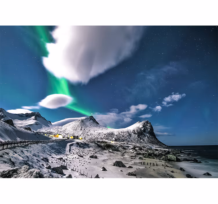 Fototapeter landskap norrskensperspektiv - Tenstickers