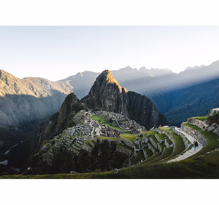 Luftvy av machu picchu-ruinerna fototapet - Tenstickers