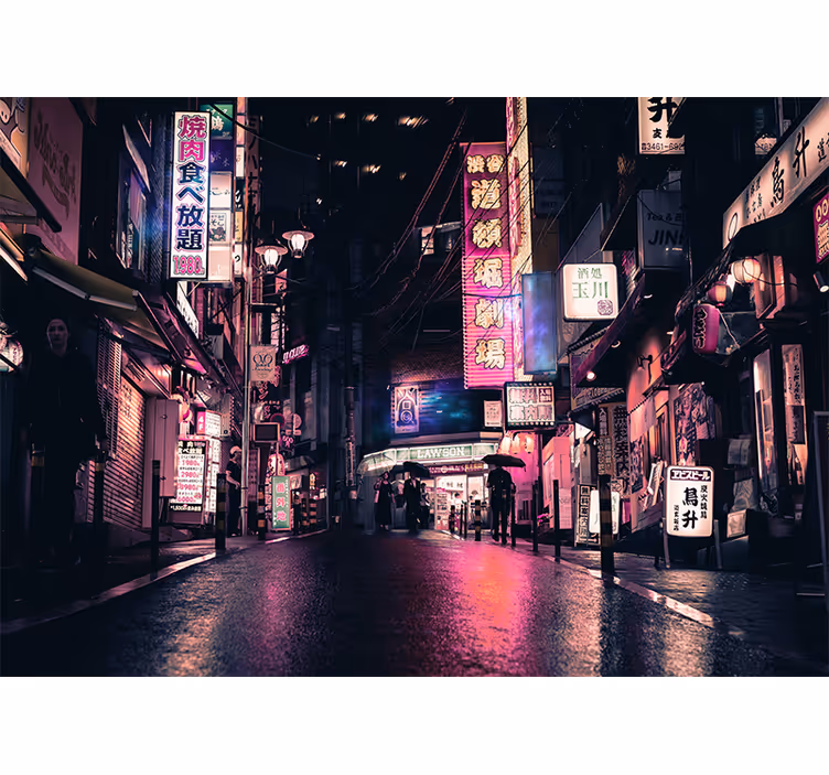 Fototapeter städer och länder neon gatuscen - Tenstickers