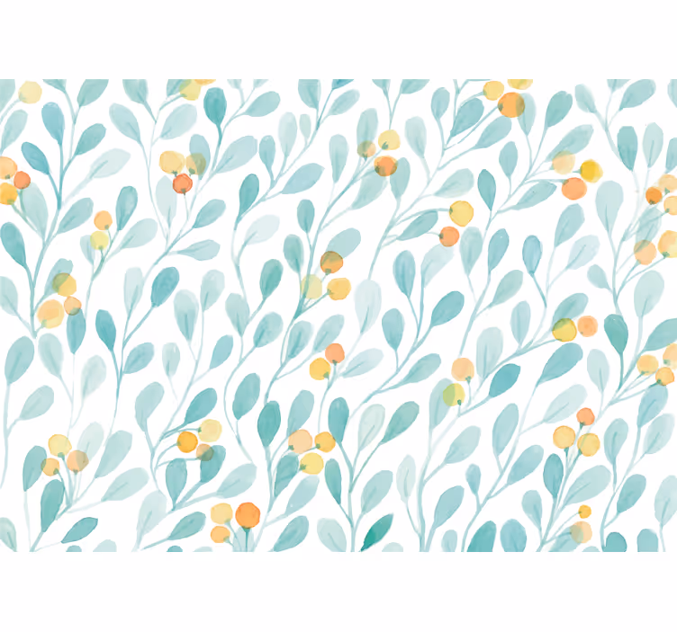 Fototapeter blommor botaniskt bladmönster - Tenstickers