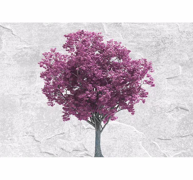 Minimalistisk träd rosa blomma natur fototapet - Tenstickers