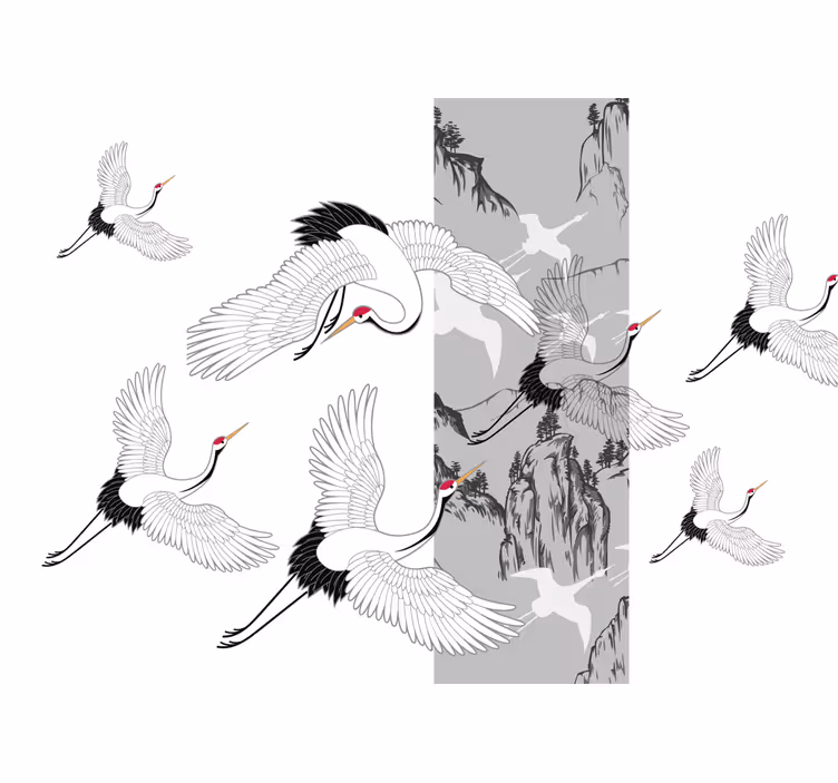 Fototapeter djur med flygande tranor design - Tenstickers