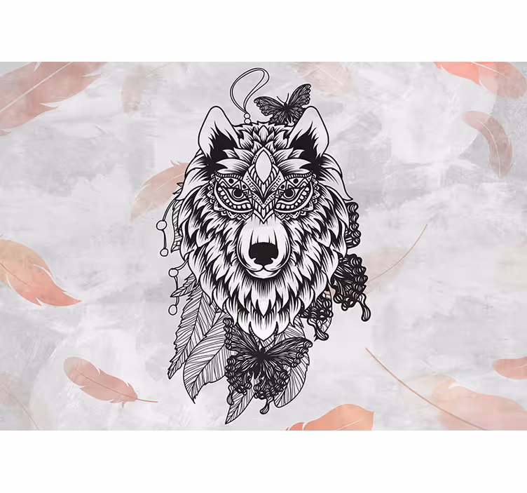 Bohemisk varg med fjädrar modern fototapet - Tenstickers