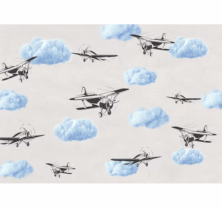Fototapeter fordon flygande vintage planes - Tenstickers