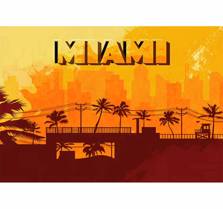 Fototapeter städer och länder miami skyline solnedgång - Tenstickers