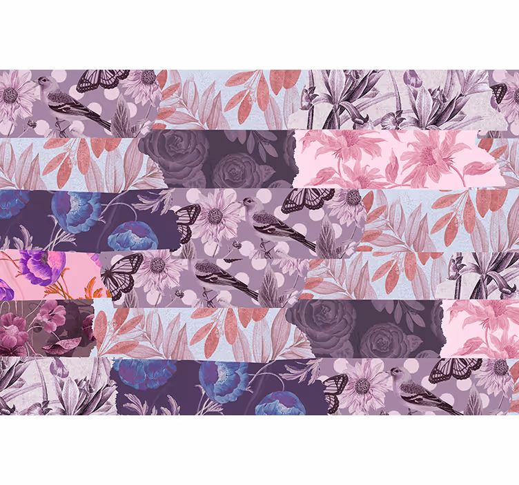 Blommig collage fototapeta tapeter - Tenstickers