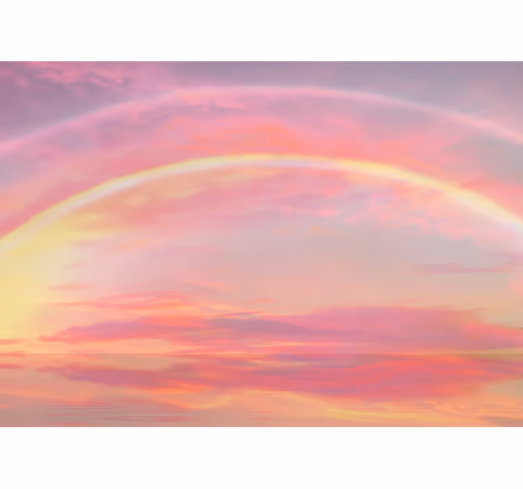 Rosa himmel med regnbåge Fototapet barnrum - Tenstickers