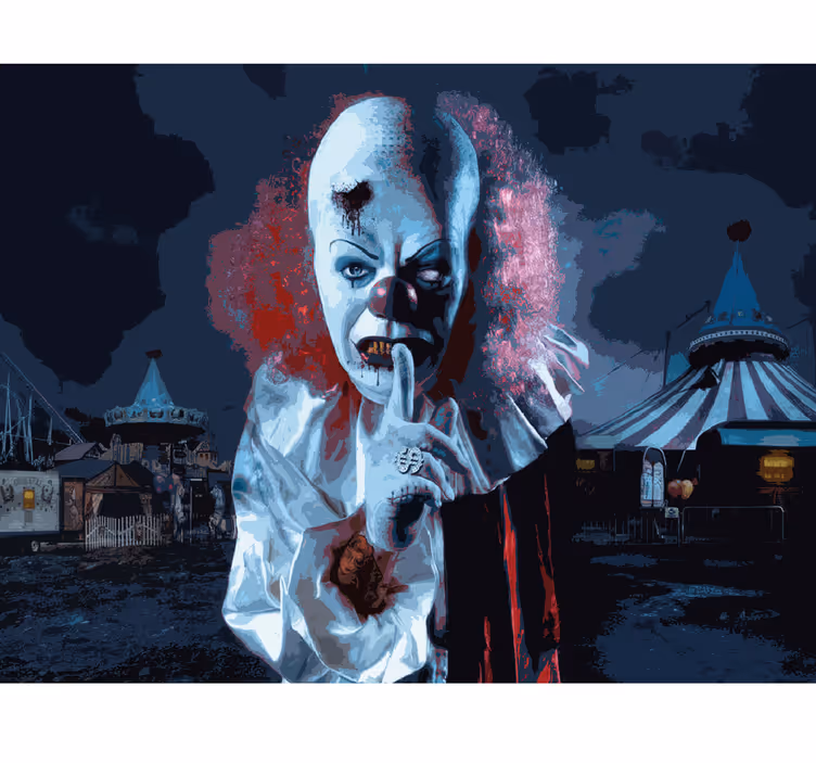 Skräckfilm läskig clown fototapet - Tenstickers