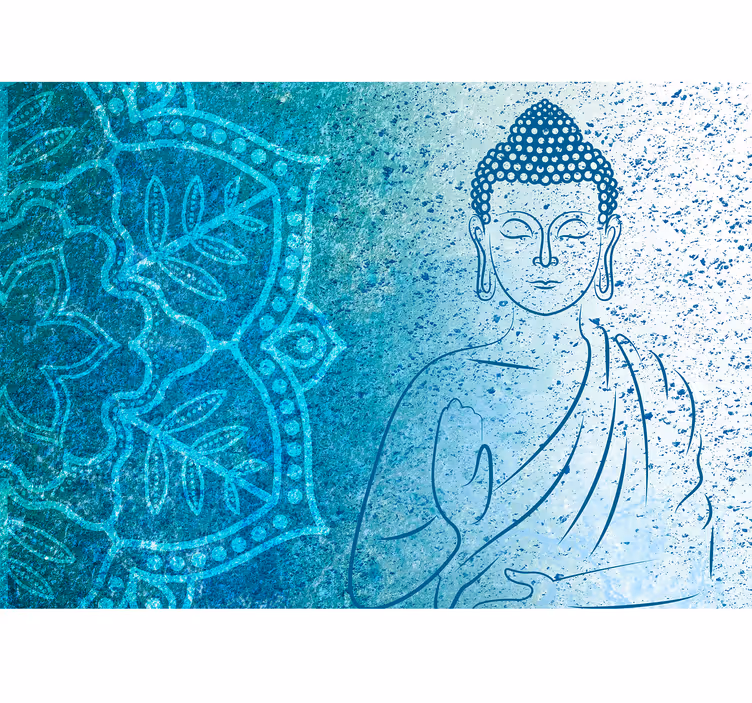 Buddha blå mandala fototapeta - Tenstickers