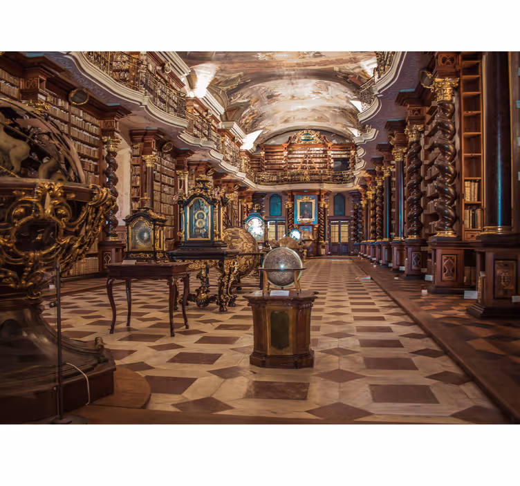 Gammalt bibliotek vintage fototapeta - Tenstickers
