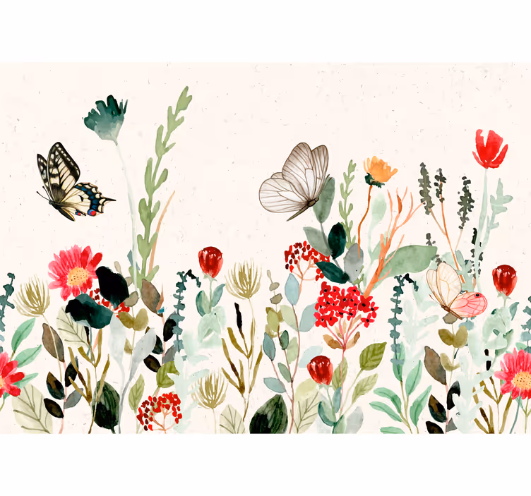 Stor botanisk illustration tapet - Tenstickers
